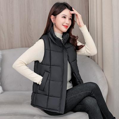 Winter New Cotton Vest Short Versatile Cotton Vest Stand-up Collar Fashionable Loose Cotton Vest Women's Coat