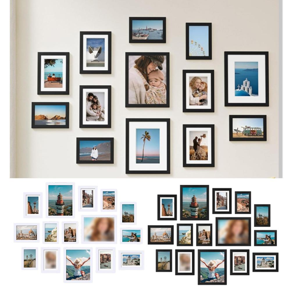 Picture Frames Set 15 Pack for Home Wall Decor For Family Gallery Collage Frames with Pre Installed Stands and Hooks