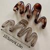 2pcs Women's Y2K Wavy High Glossy Amber Brown 10.5cm/4.13in Large Lightweight Plastic Hair Clip, Elegant and Minimalistic