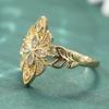 Exquisite Inlaid White CZ Women's Ring Dazzling Gold Color Hand Carving Daily Wear Party Jewelry Anniversary Gift