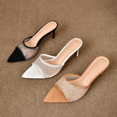 Moda Wysokie Obcasy Buty Damskie Kapcie Siateczkowe Seksowne Wysokie Obcasy Kapcie Damskie Szpiczaste Buty Wizytowe Zapatos De Mujer Buty Damskie
