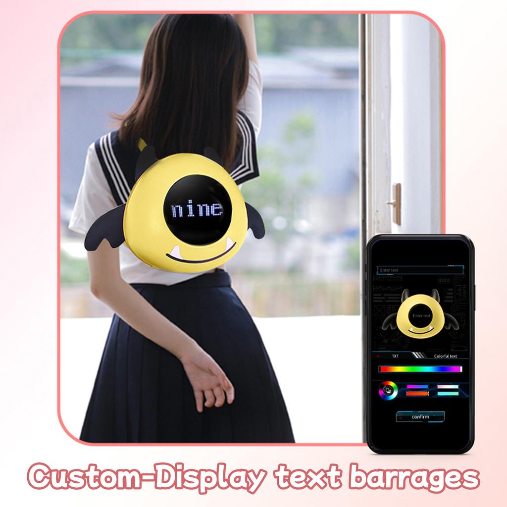 LED Backpack Eye Backpack DIY APP Control for Outdoor Riding Hiking Travel Cute Lightweight for Girls and Kids Yellow