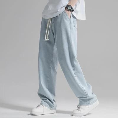 Men's 2024 Summer Loose Wide-Leg Straight Jeans - Korean Style Thin Casual Pants
