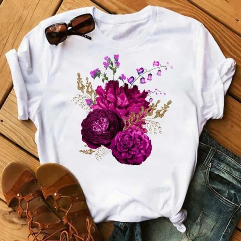High-Quality Cotton Cute Mushroom Print Women's T-Shirt Retro Fashion Casual Summer New Short-Sleeved Women's Clothing