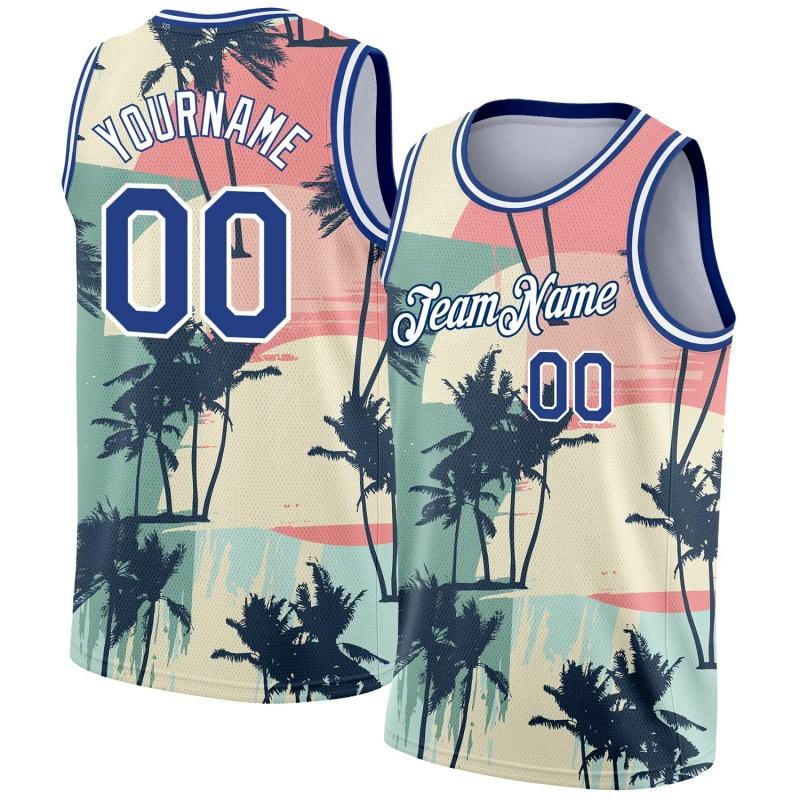 Customized Name Numbers Pattern Tank Tops Men Hawaiian Fruit Coconut Tree Basketball 3D Print Tees Summer Sports O-Neck Vest Tee