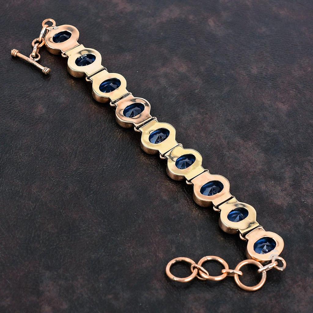 Facettiertes Tansanit Quarz Armband Kupferarmband Verstellbares Kettenarmband Kupferschmuck Handgefertigtes Armband Edelsteinschmuck Geschenke für Ihn