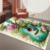 Guitar Floral Art Rug Large Size Non-Slip Floor Mat Creative Music Theme Carpet for Living Room Bedroom Home Decoration