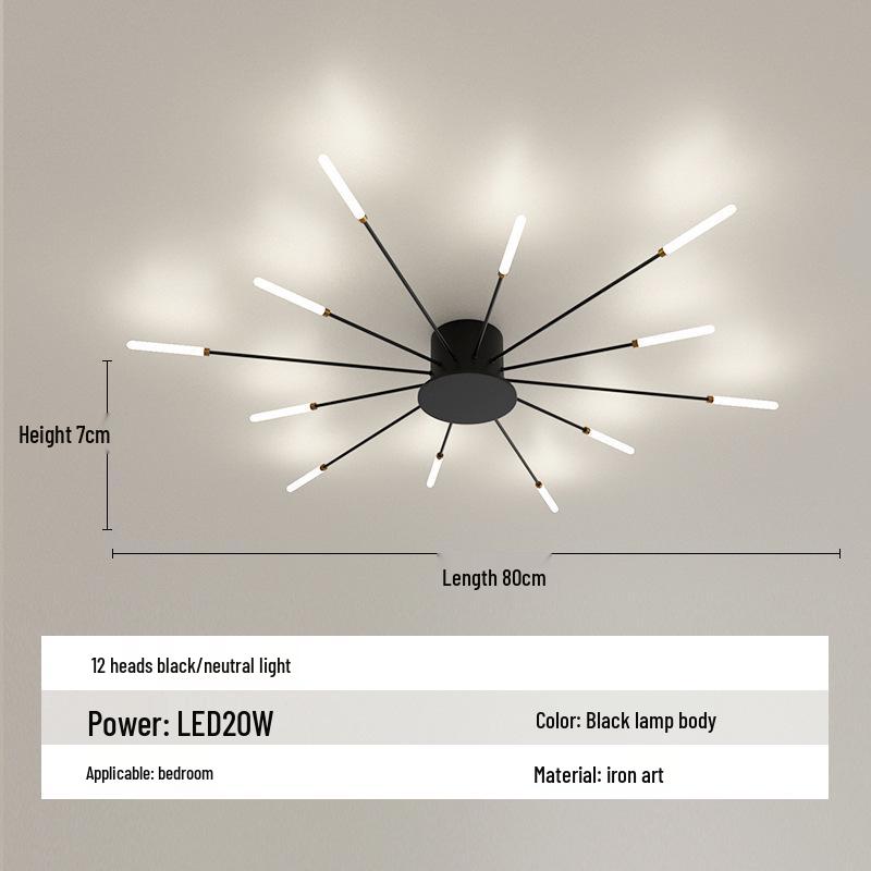 Nordic Fireworks Rotating LED Ceiling Light - High-End Living Room and Bedroom Lighting
