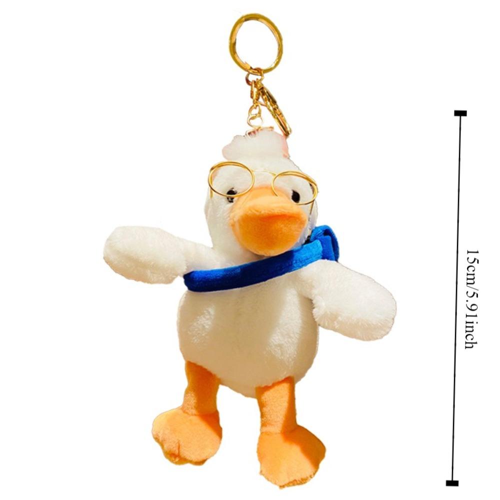 PP Cotton Glasses Duck Plush Keychain Fluffy Plush Doll Pendant Yellow Duck Plush Keyring Unisex