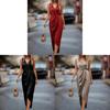 Elegant V Neck Sleeveless Long Dress With Asymmetric Hem For Formal Events