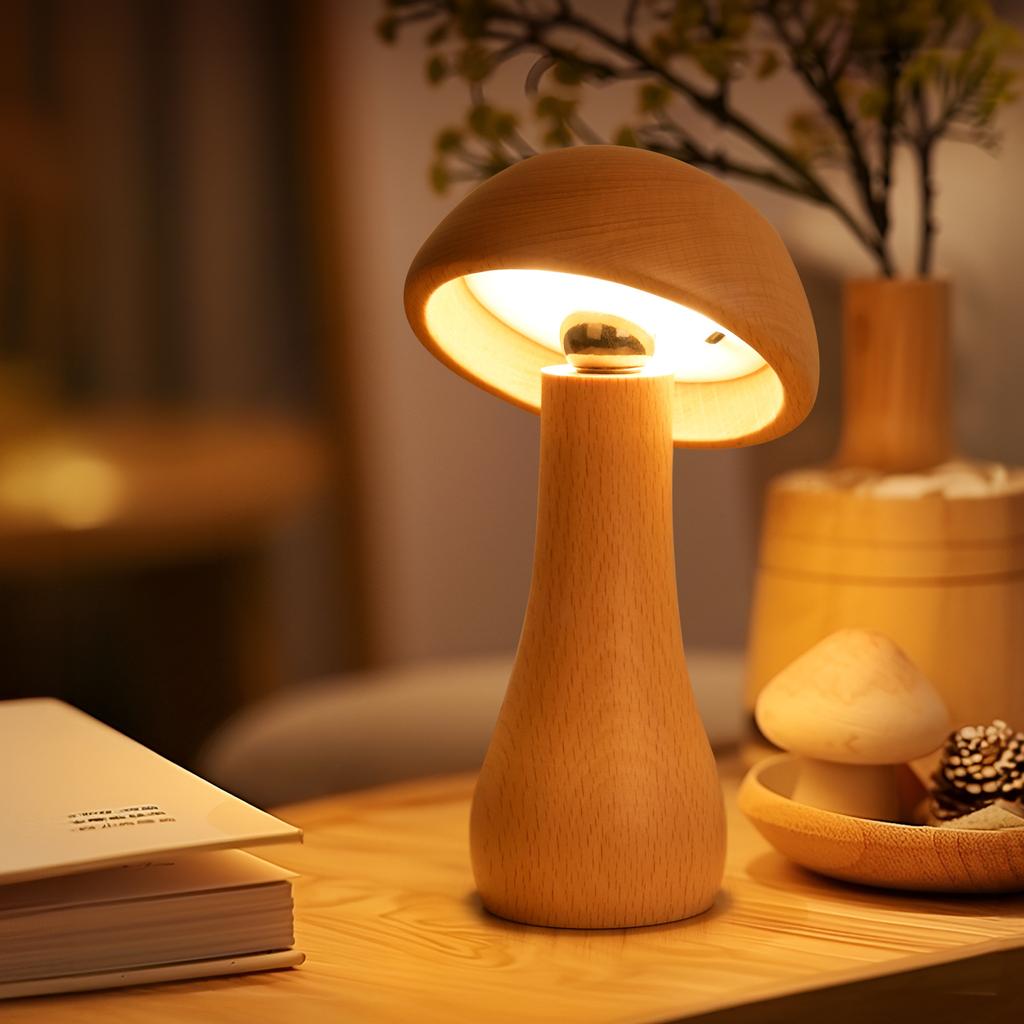1pc Dimmable USB Mushroom Night Light with Touch Sensor - Wireless Bedside Lamp with USB Charging for Home Decoration and Christmas Gift
