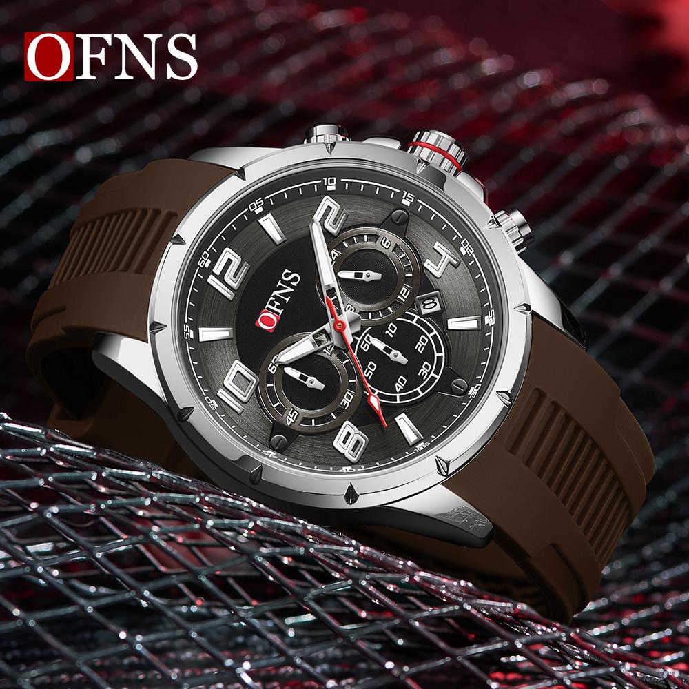 Fashion Three Eye Six Needle Men's Quartz Watch Multi Functional Waterproof Night Light Calendar Male Wristwatches