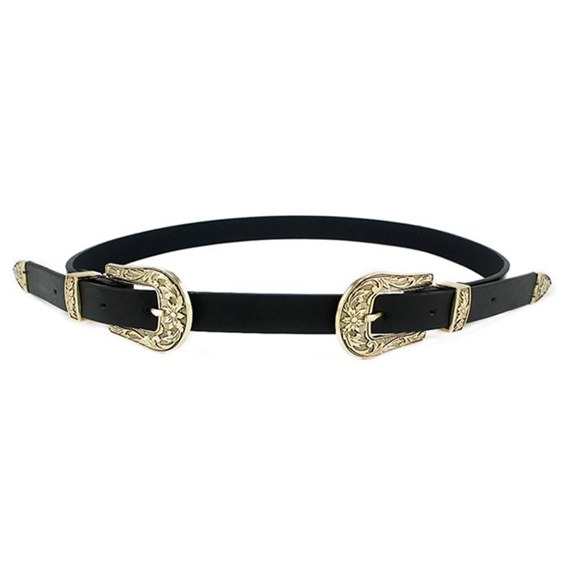 Women Fashion Metal Waistband Waist Style Belt Double Buckle Female Belt Female Style Belt