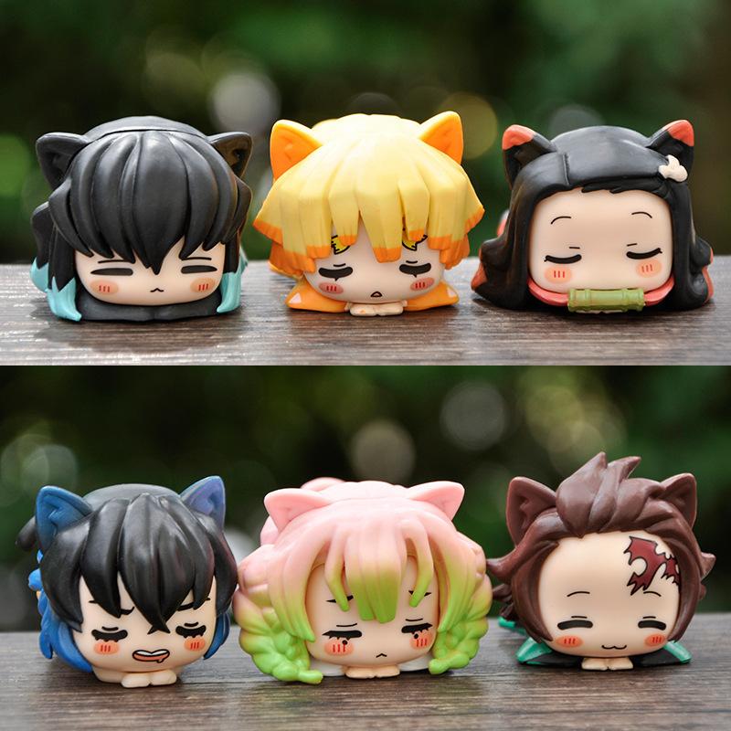 

6pcs/Set Anime Demon Slayer Figure Nezuko Tanjirou Zenitsu Inosuke Mini Figurine Collectible Model Doll Fans Gift разноцветный