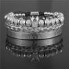 European and American retro crown woven bracelet, Roman letter stainless steel mesh open bracelet set three pieces men