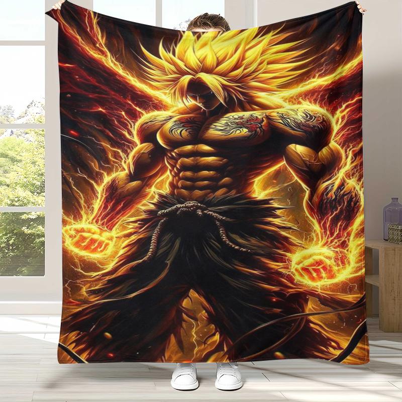 Anime D-Dragon Ball Game Cartoon Flannel Blanket,Ultra Soft Warm Plush Throw for Home Bedroom Bed Sofa Cover Office Camping