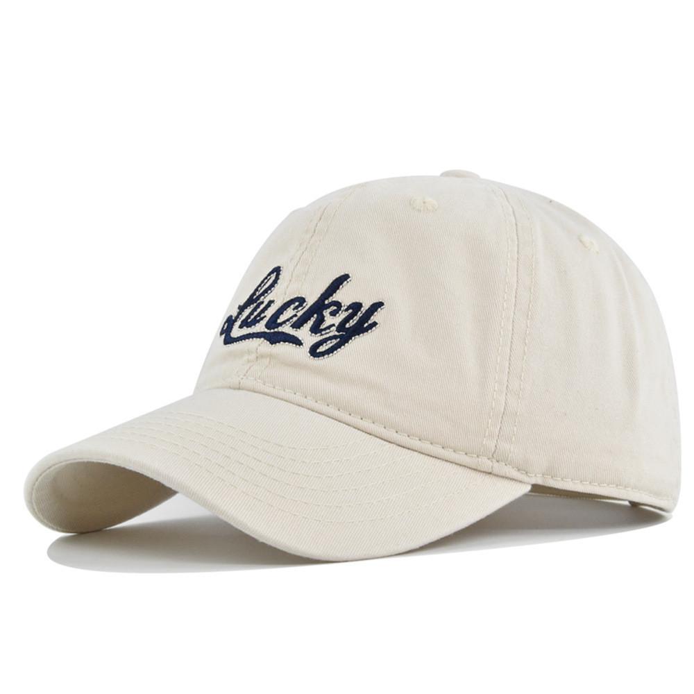

Cap Baseball Lucky Letter Embroidered Cap Visor Breathable Cotton Material Cap белый