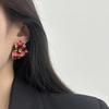 Burgundy Petal Stud Earrings Three-Dimensional Luxury Art High-End Sense Elegant Romance Exquisite Autumn And Winter Festival Earrings Women