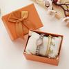 Fashionable and Cute Simple Creative Shape Round Dial Alloy Strap Women's Quartz Watch Bracelet 2-piece Set, Suitable for Party