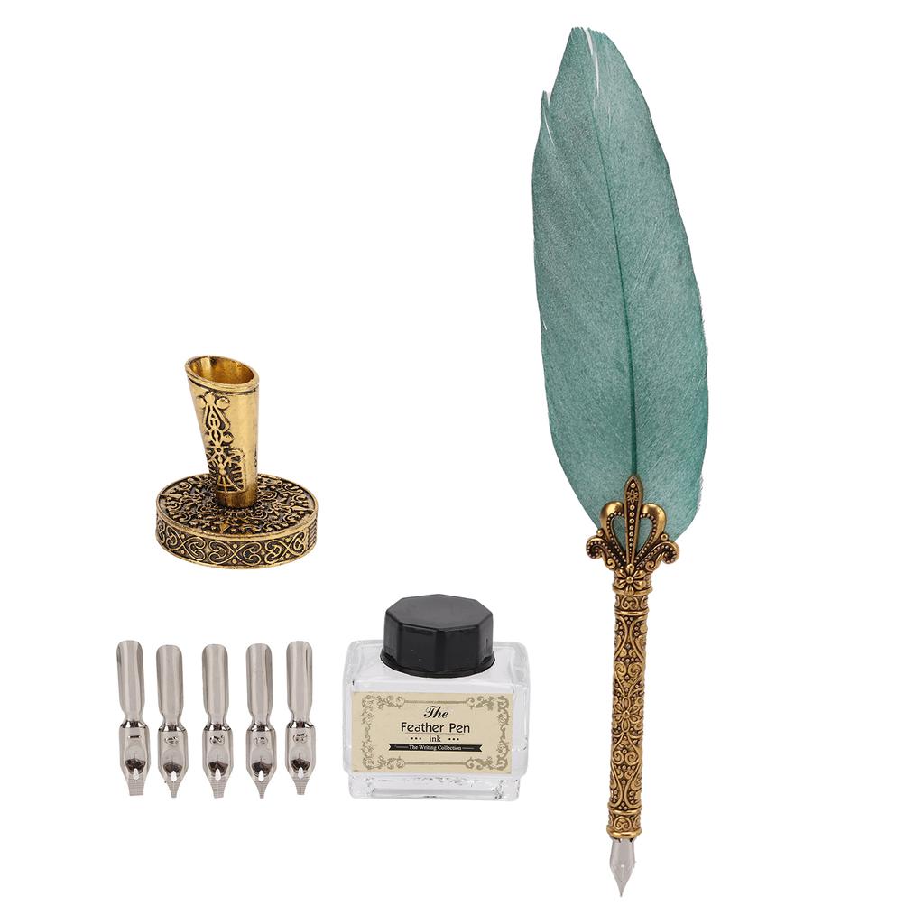 Feather Pen Set Durable Creativity Easy Writing Stationery Gift Box for Lover Teacher Classmate GiftPearlescent Dark