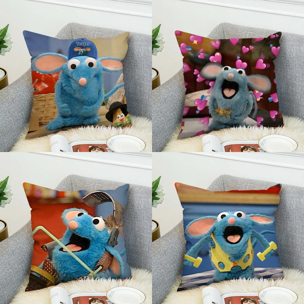 Blue Mouse Tutter Pillow Case For Car Sofa Decorative Home Doublesided Print Plush Square Throw Pillow Cushion Cover