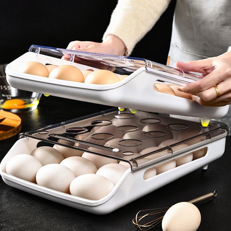 Refrigerator Egg Storage Box Cooking Area Refrigerator Home Use Preservation Storage Box Plastic Stackable Egg Carton Multi-layer Tray