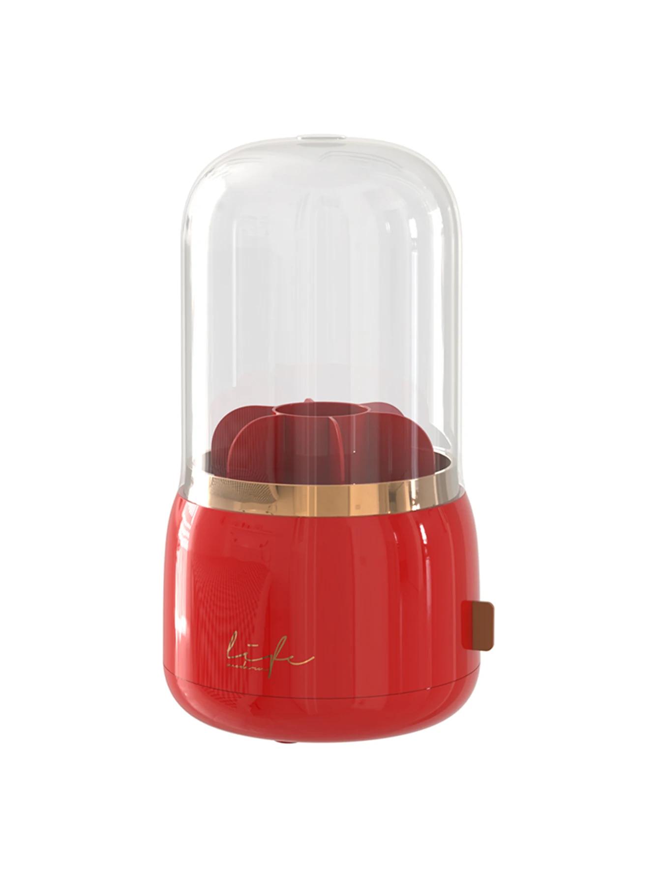 

360 Rotating Transparent Makeup Brush Organizer Desktop Cosmetics Storage Box Bathroom Storage Organizers Student Pen Holder Box красный