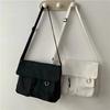 Japanese Harajuku Cute Retro Girl Shoulder Bag Chic Badge Canvas Crossbody School Bags Student Solid Color Messenger Bag Satchel