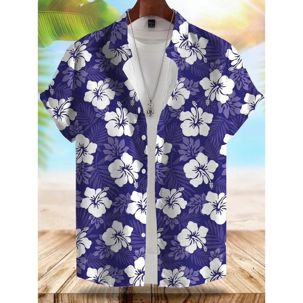 Seaside Hawaiian Style Men's Shirt Summer Vacation Casual Men's Short-sleeved Shirt Outdoor Beach Loose Comfortable Men's Shirt