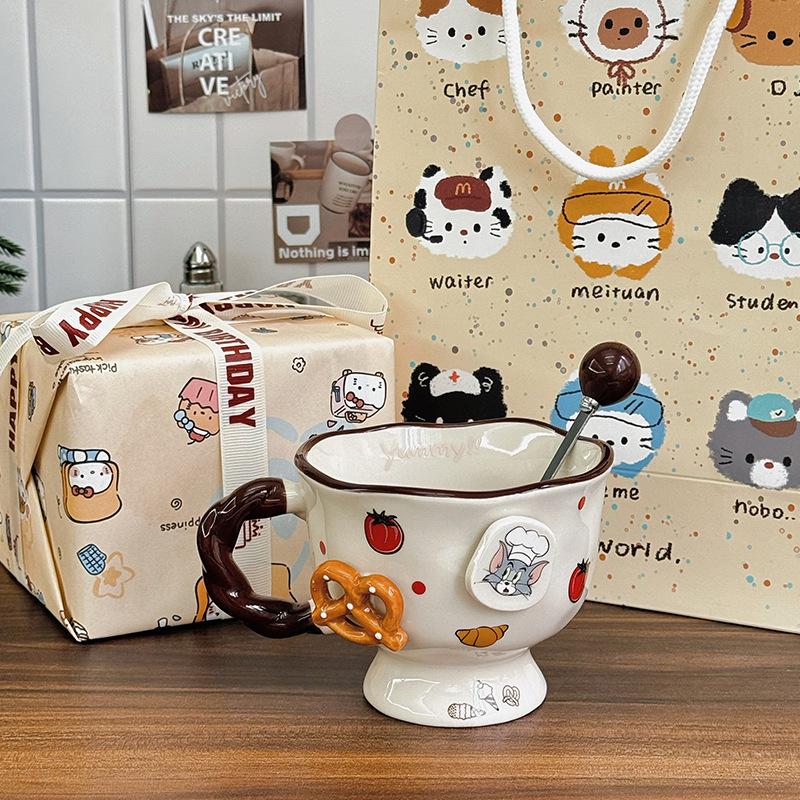 Cadeaux d'anniversaire pour filles, tasses à café chat et souris, tasses à boire de grande valeur pour filles, boîtes cadeaux