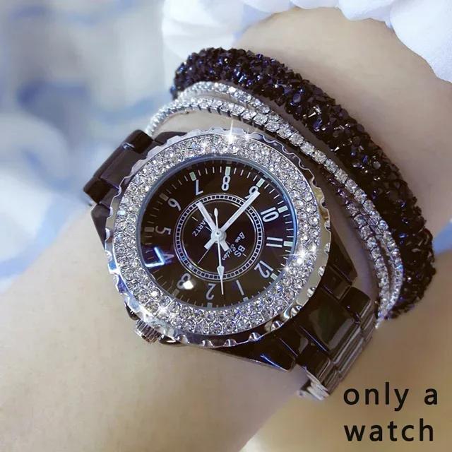 

Diamond Watches Woman 2025 Famous Brand Black Ceramic Watch Women Strap Women s Wristwatch Rhinestone Women Wrist Watches