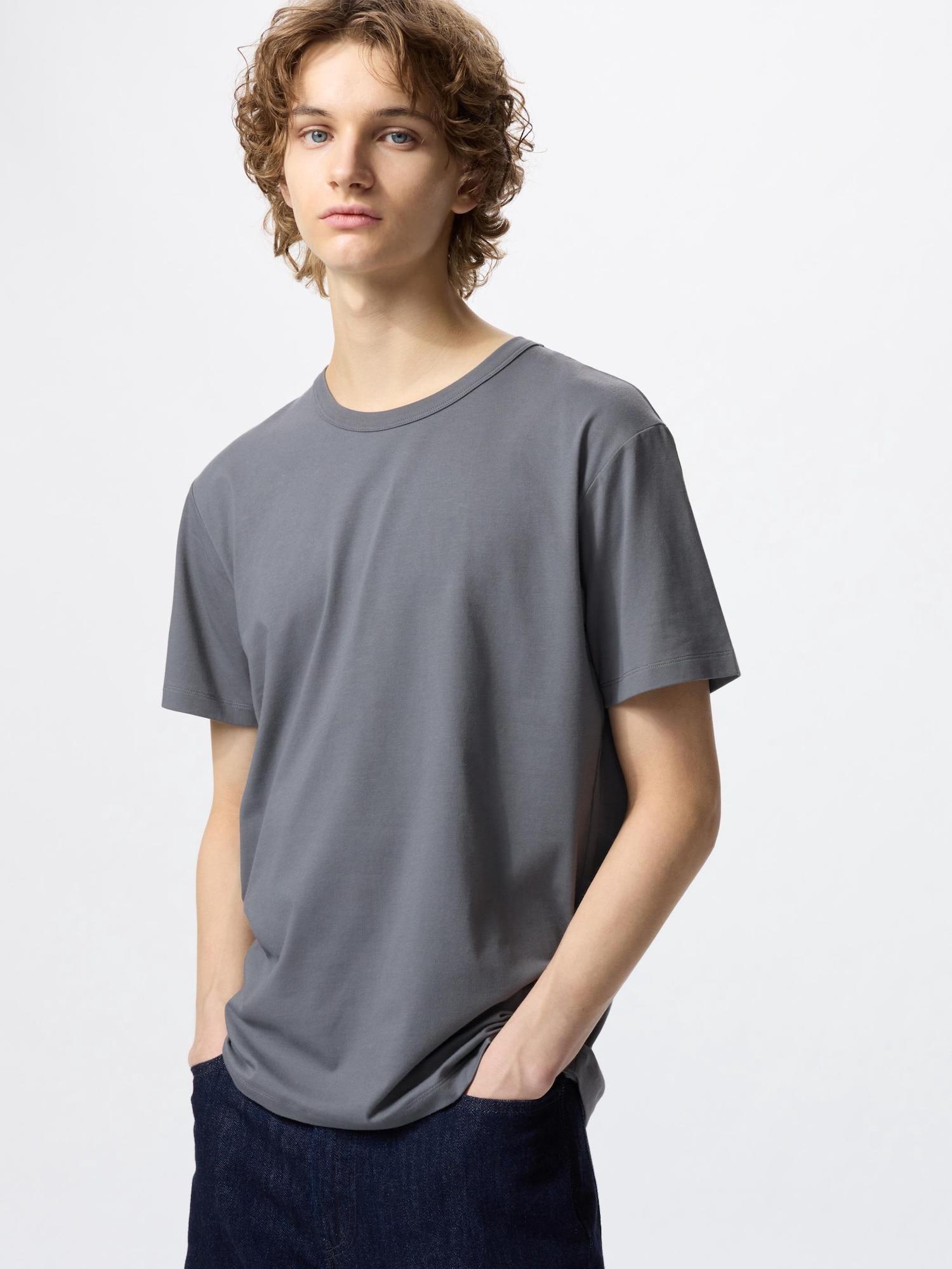 

Футболка Uniqlo Airism из хлопка с круглым вырезом и коротким рукавом 07 GRAY/MEN XL