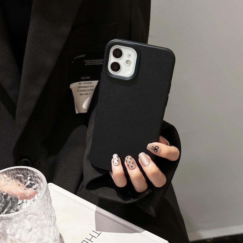 Applicable To Apple 16promax Mobile Phone Case Iphone15 13 Solid Color 14plus Leather Pattern Material 12 11 Silicone