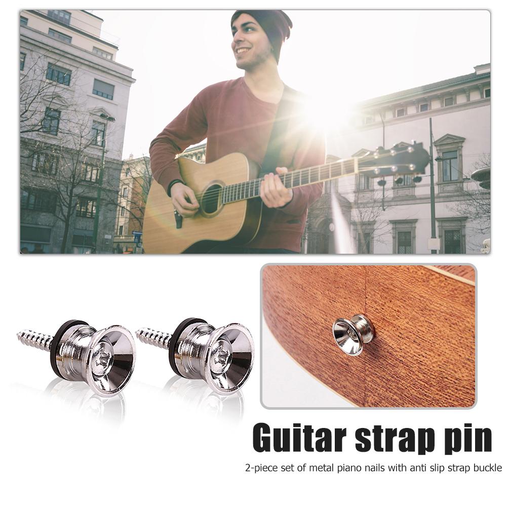 

2x гитарных колка противоскользящий ремень пряжка фиксатор штифт для баса (Серебряный)