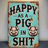Vintage Funny Pig Metal Tin Wall Sign Retro Home Bar Decor