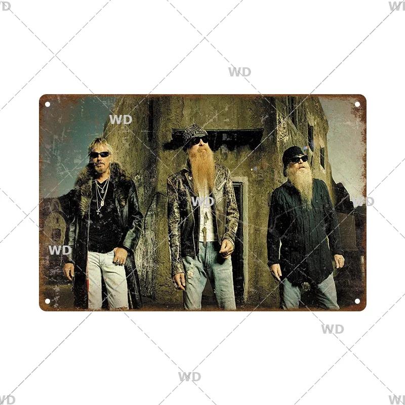 Tin Sign ZZ TOP Rock N Roll Poster Decorative Plaque Metal Signs Retro Vintagge Wall Plate For Home Club Pub Gift Wall Decor