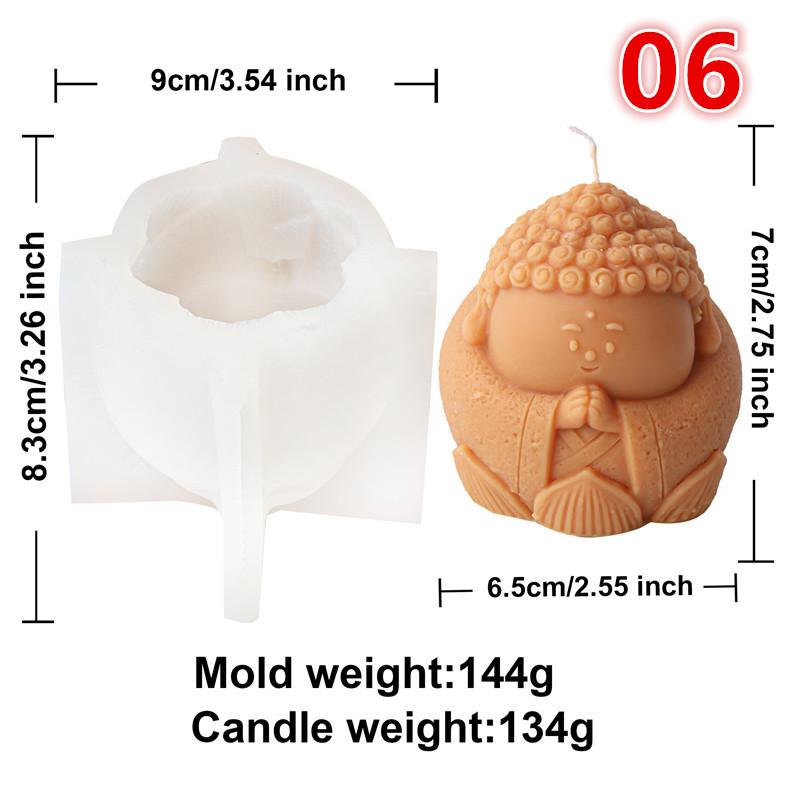3D Cartoon Buddha Candle Molds DIY Plaster Clay Candle Making Mould Maitreya Buddha Statu Crafts Decor