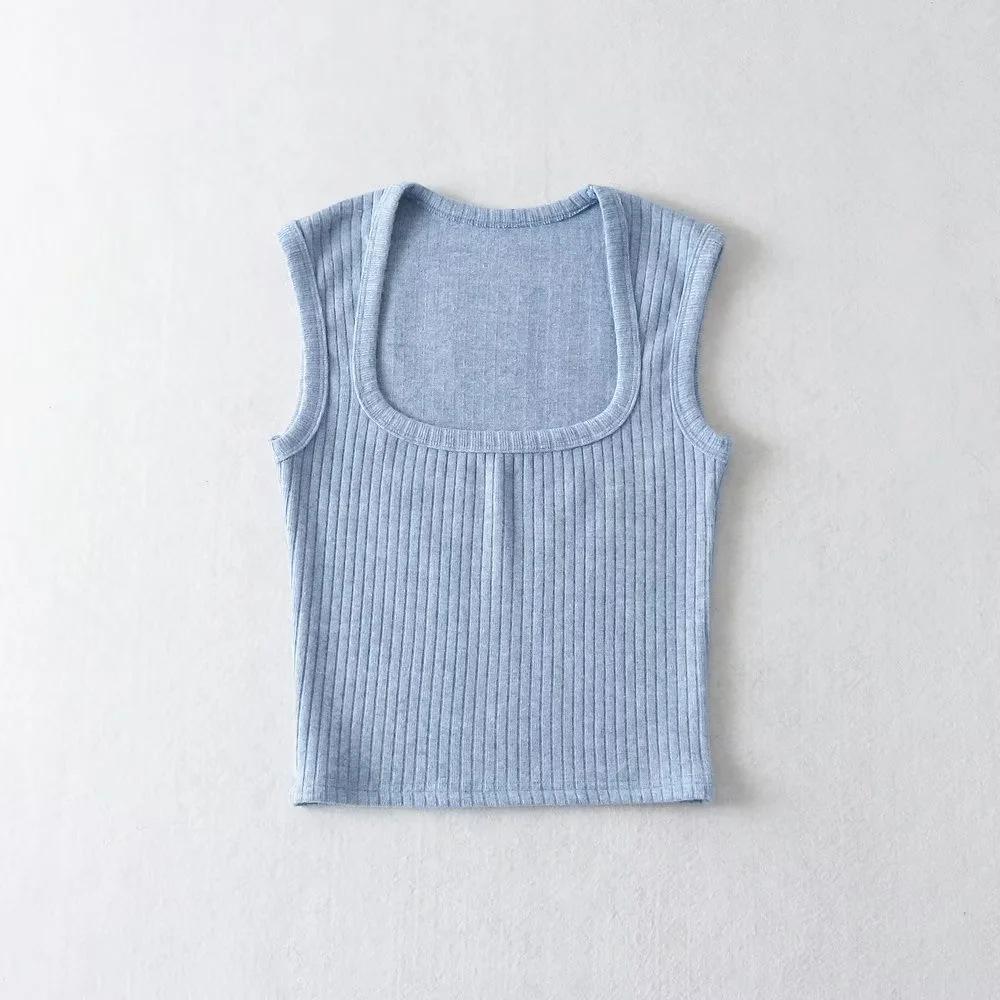 2023 Summer Square Neck Bodycon Cashmere-Texture Women's Slimming Vest
