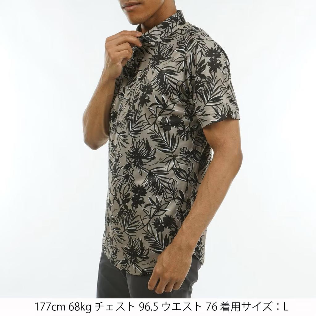 Andrews Short Sleeve Polo Shirt Botanical Golf LL St. Men's (COOLMAX Moisture-Wicking, Quick-Drying, Pattern) / / 042-4160557 040_Beige,