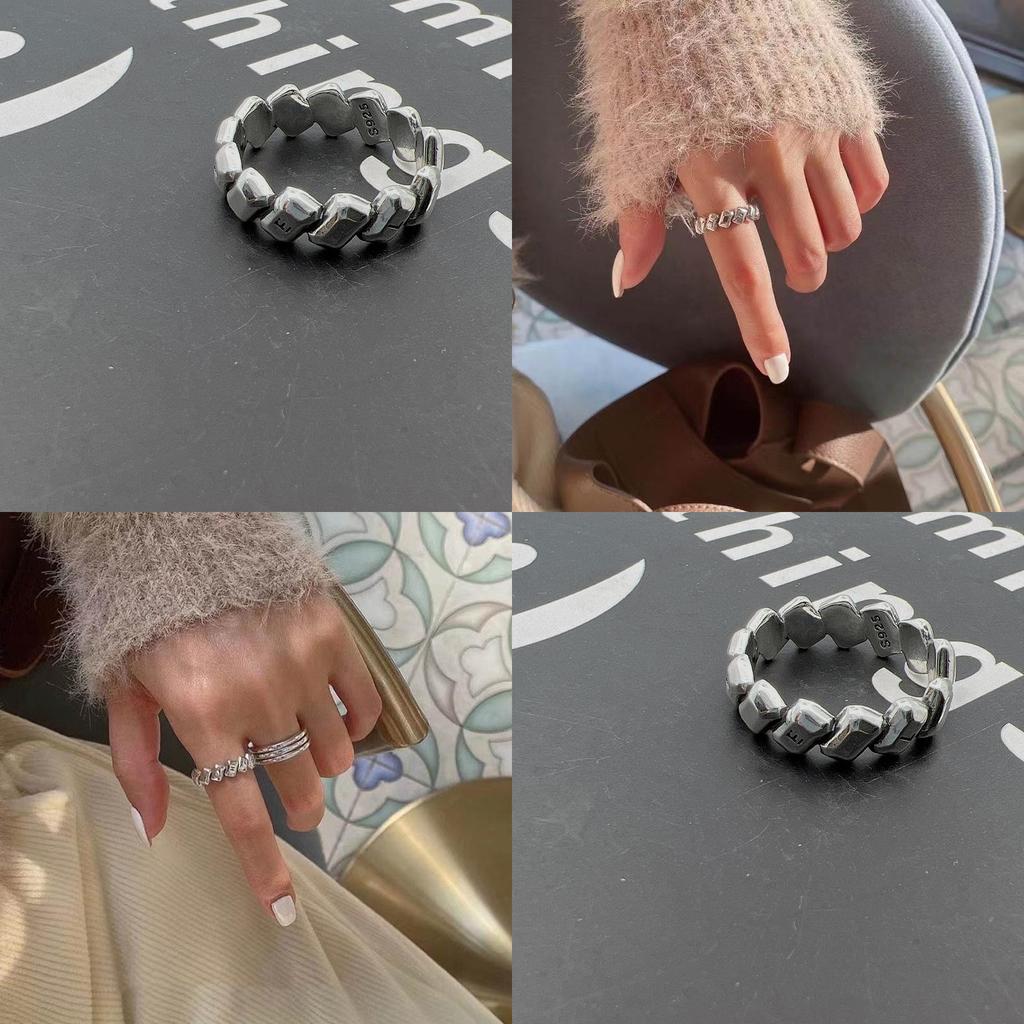 Vintage Letter Fashionable Ring In Elegant Copper Finish For Women With Style Geometric