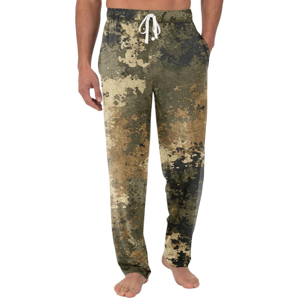 Men's Knitted Fashion Print Pocket Casual Pants Pajama Pants