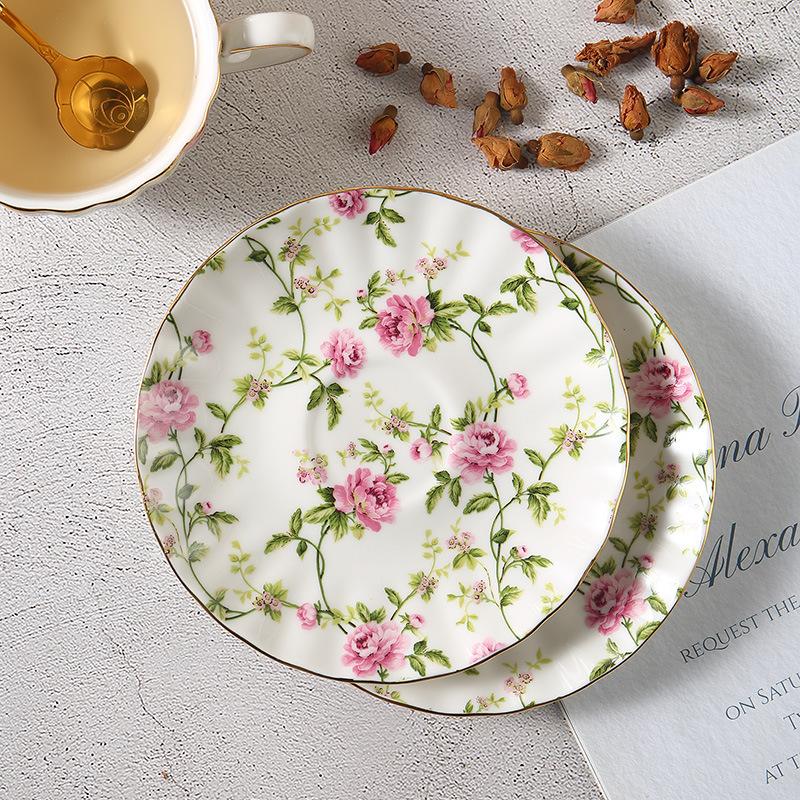 Kaffeebecher Goldrand Schwarze Teetasse Nachmittagsteebecher Ländlicher Stil Kaffeetasse und Untertasse Set Fragmentierte Kürbis Tassen und Untertassen