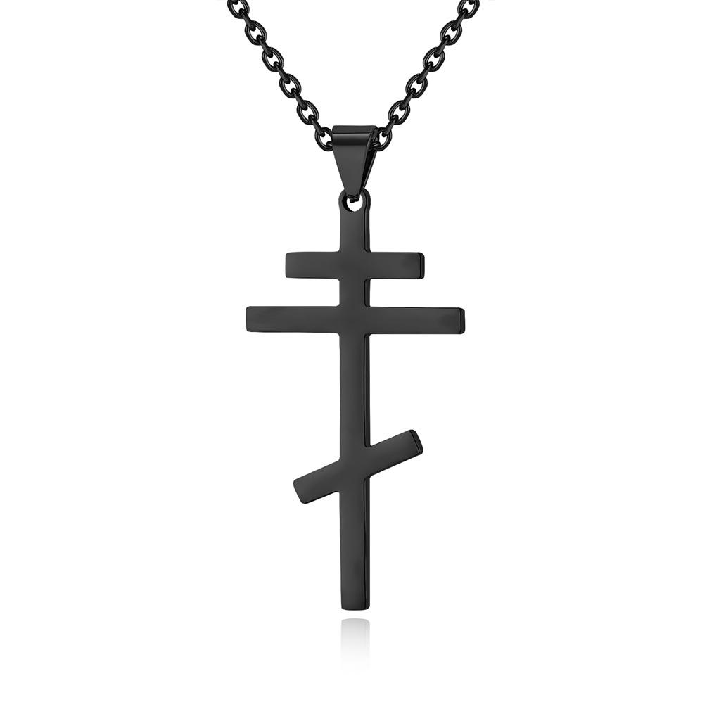 Eastern Orthodox Cross Pendant Necklace Stainless Steel Christian Religious Jewelry Unisex 3 Colors