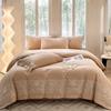 Mercury Pure Cotton Embroidered 4-Piece Set: Brushed Thick Warm Long-Staple Cotton Solid Color Fitted Sheet