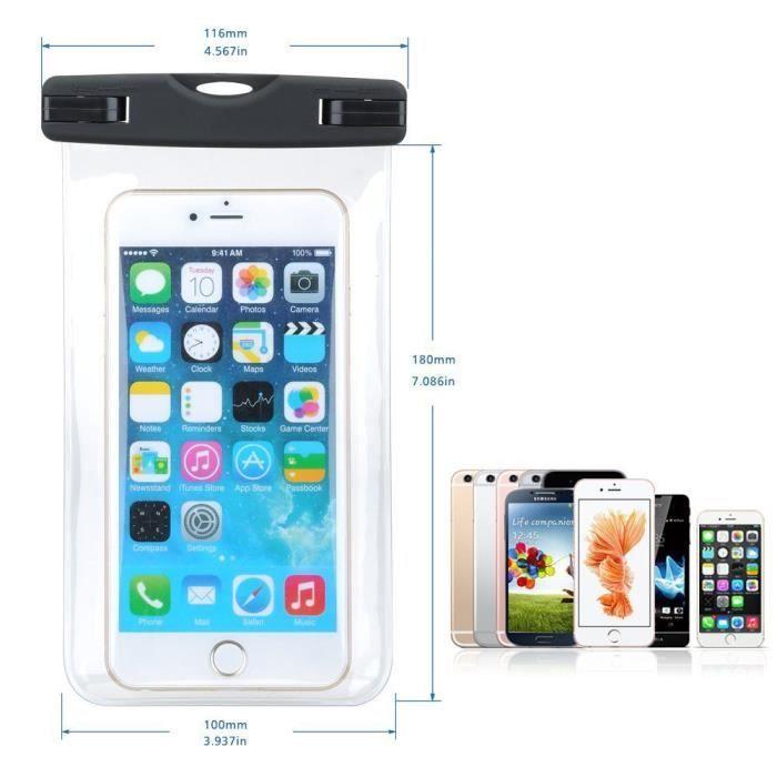 Pochette Etanche pour Téléphone iPhone Xiaomi Redmi Samsung OPPO Huawei Sony - Universelle Noir