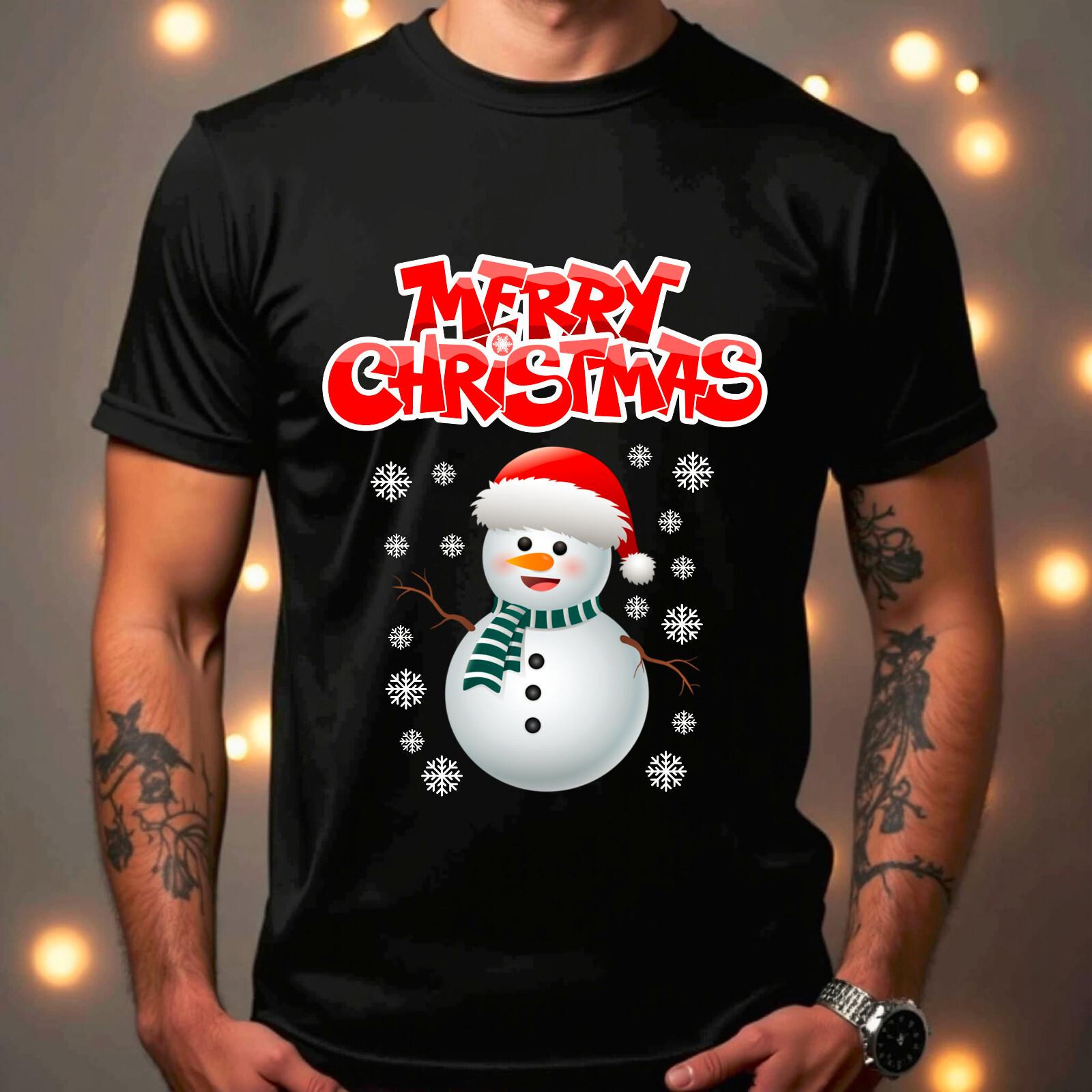 Merry Christmas Snowman Kids T-Shirt Funny Santa Xmas Festives Unisex Top XXL