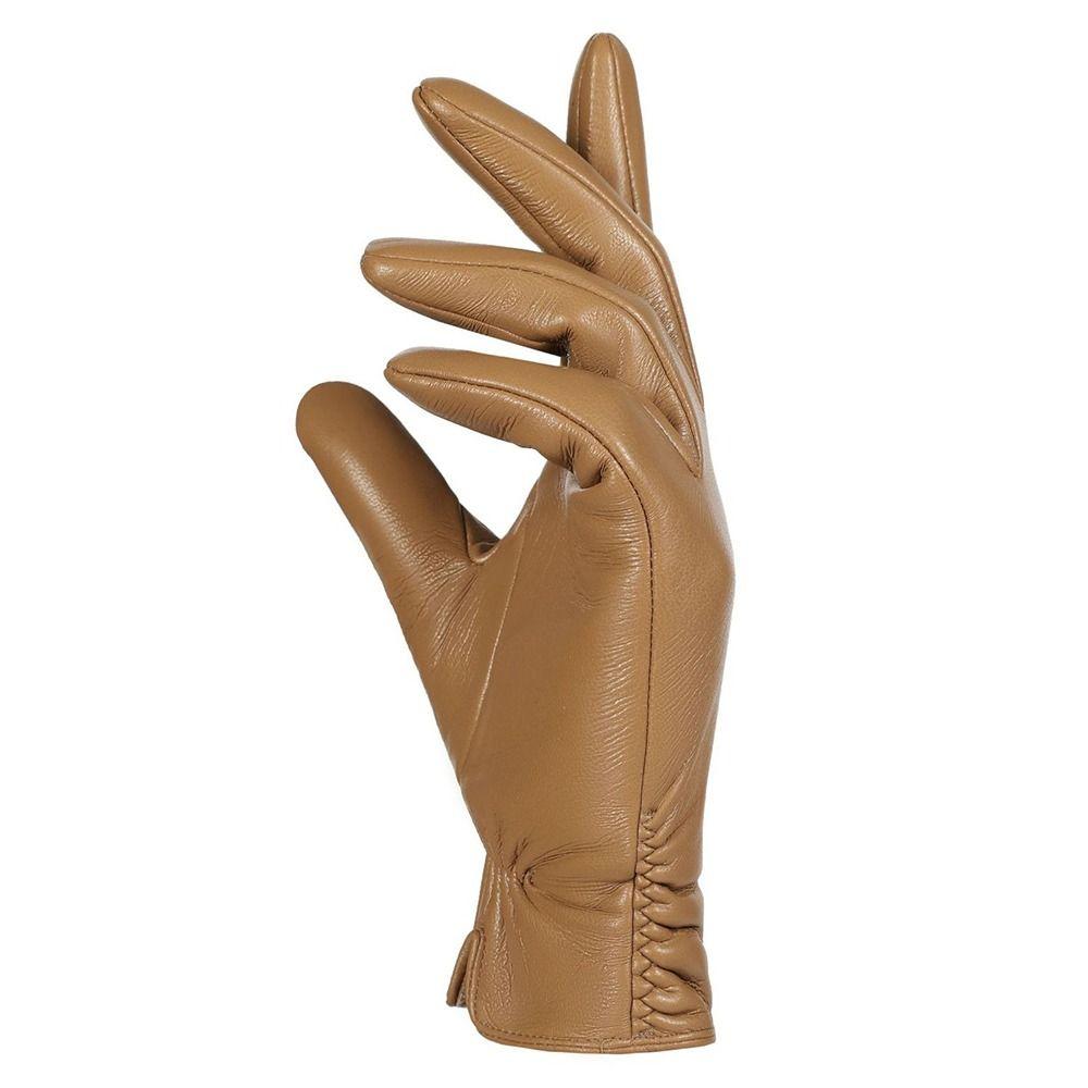 PU Leather Women's Gloves Fleece Lined Winter Warm Gloves Five Finger Gloves Driving Activity