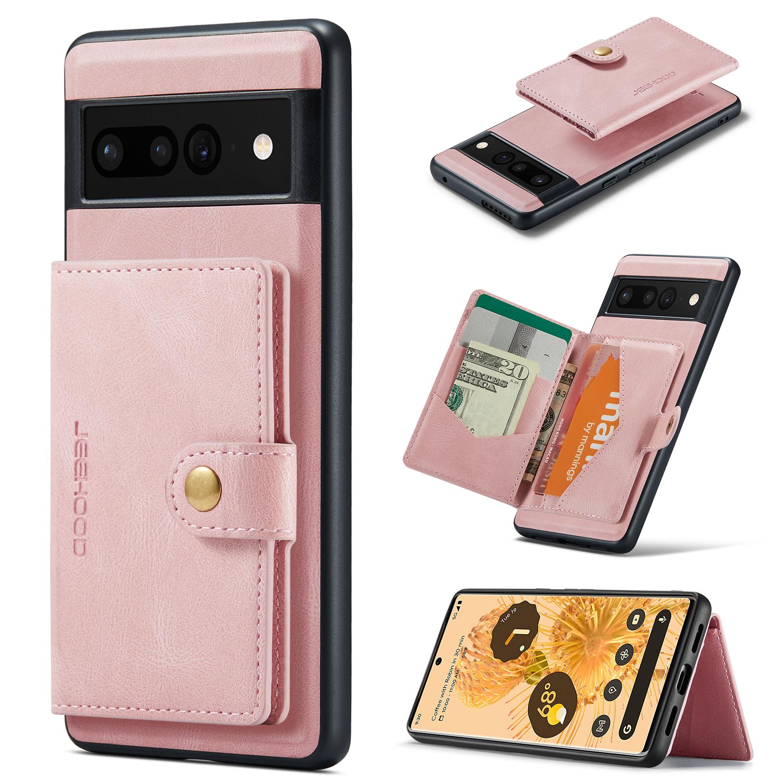 

For Google Pixel 7 5G Case JEEHOOD J01 Retro Leather Phone Back Cover with Detachable Magnetic Card Holder