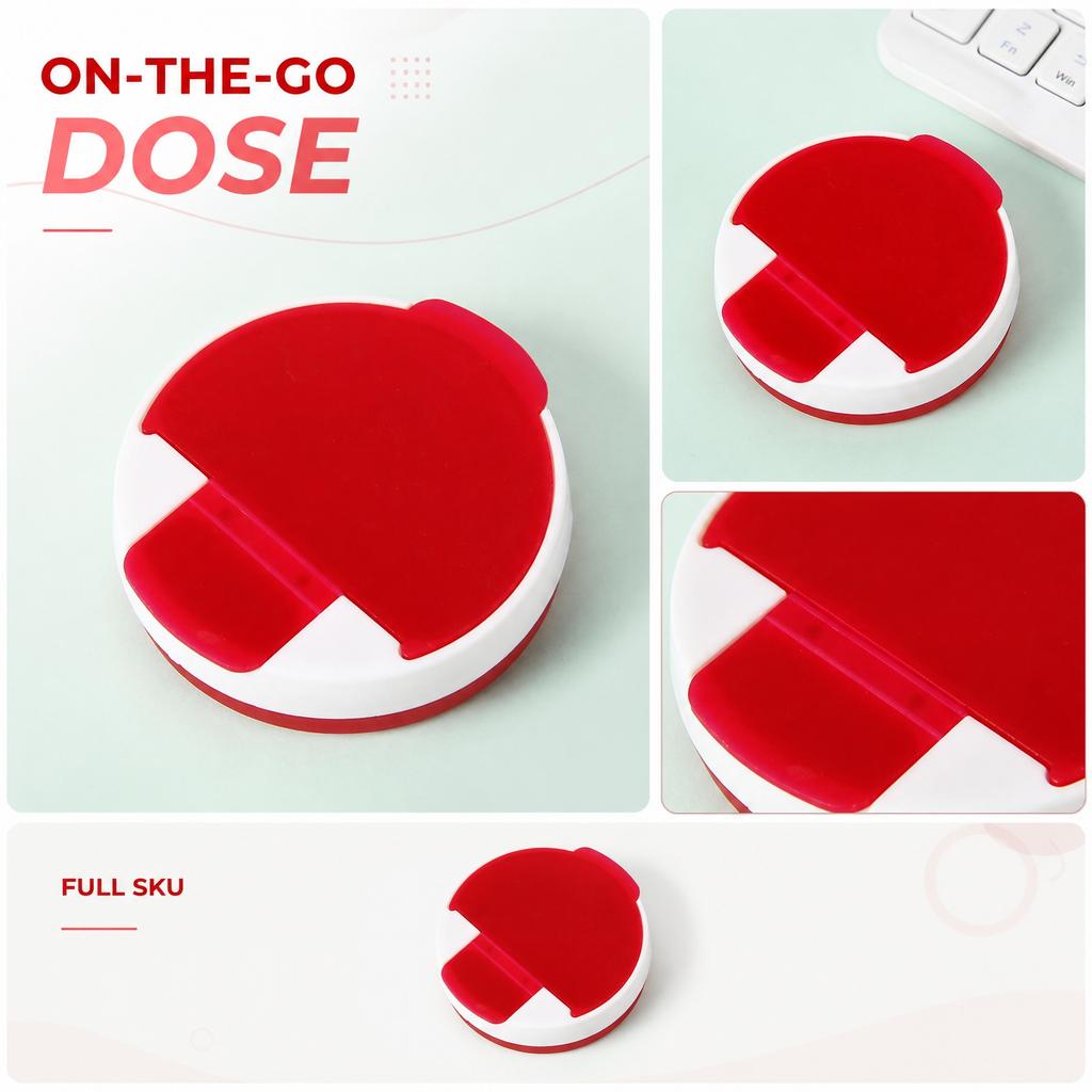 Round Portable 4 Compartment Pill Organizer Box Travel Medicine Storage Case with Secure Lid for Daily Use and Home Office