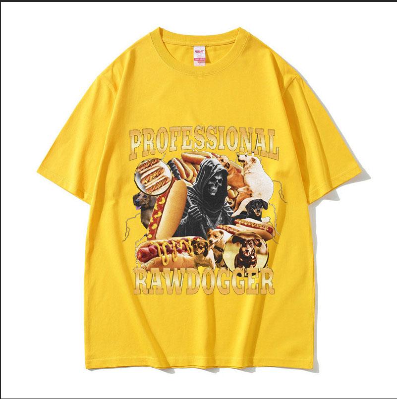 Professional Rawdogger Sausage Dog Funny Meme T Shirts Mens Vintage ONeck Fashion Oversized Cotton Tshirt Unisex Streetwear